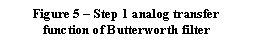 Text Box: Figure 5  Step 1 analog transfer function of Butterworth filter